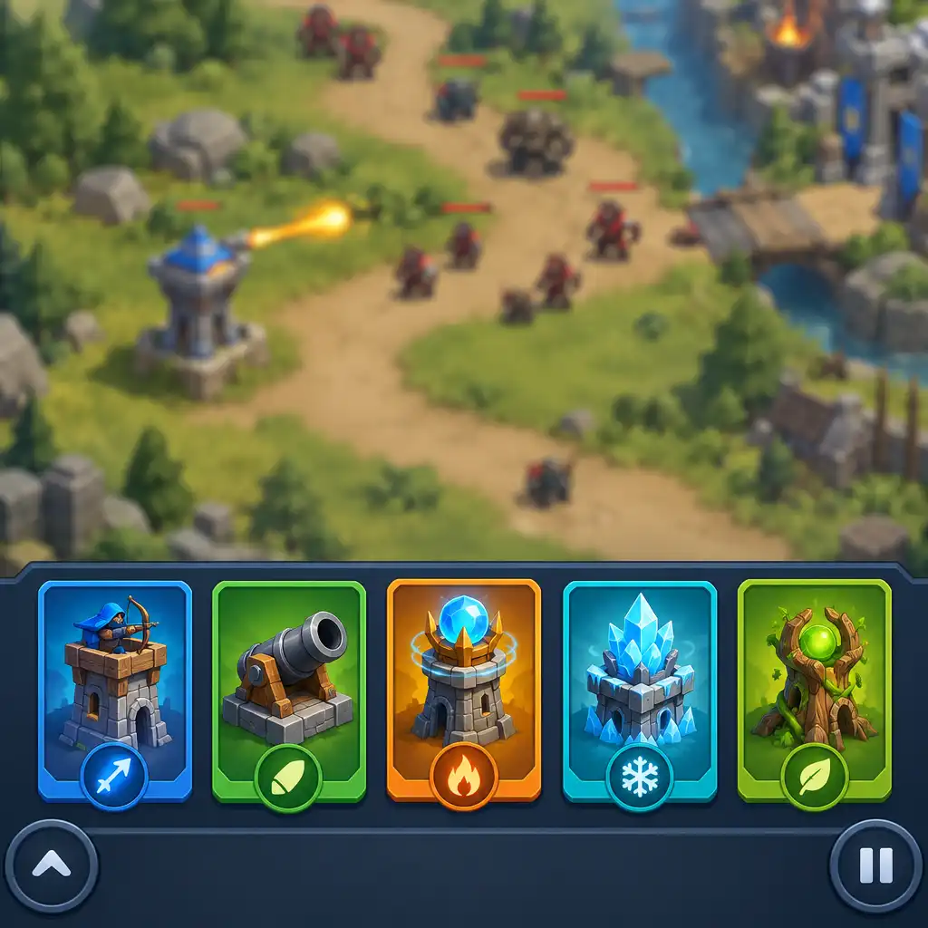 Interface de sélection de tours dans Raid Rush